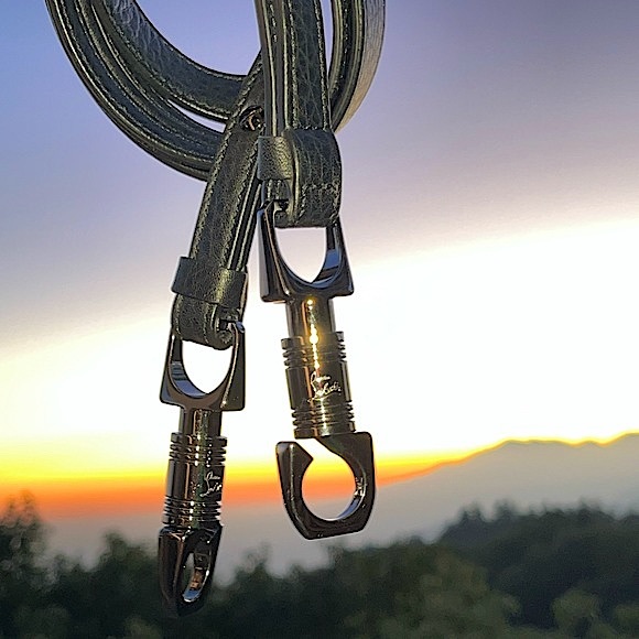 Louboutin: Panettone Spiked Chevron Messenger Bag (Black Multi) - Picture 6 of 17